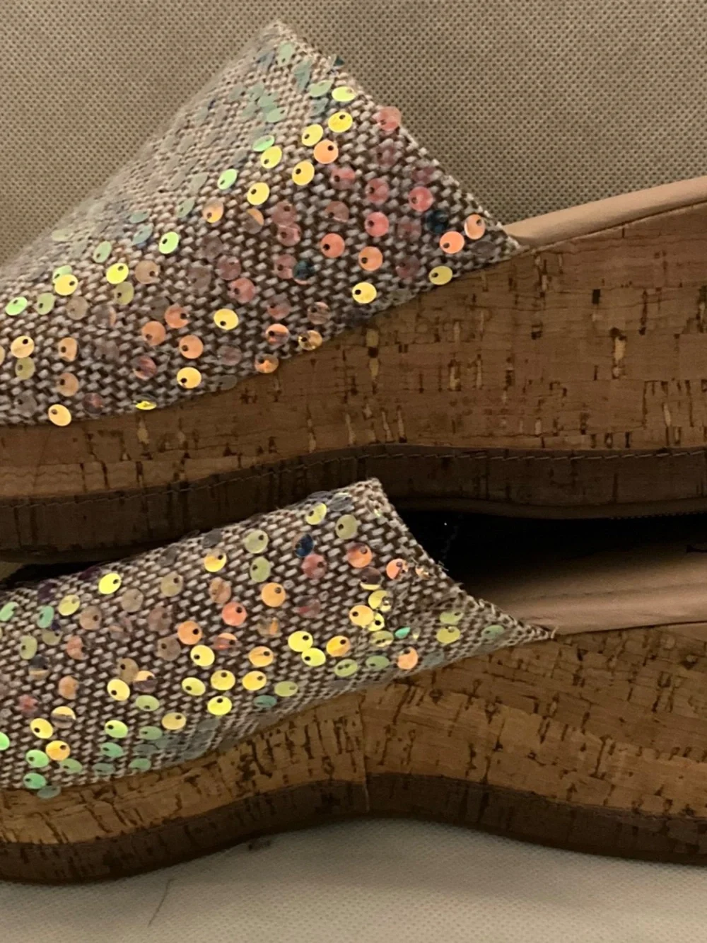 C Comfort Est. 1946 Iridescent Sequin Sparkle Slip-On Wedge Sandals